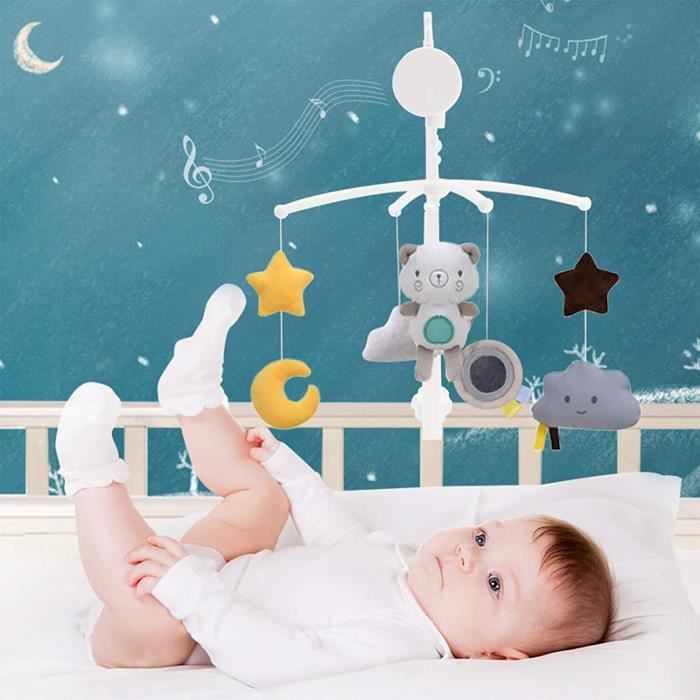 Mobile Musical Accrochant Ours Jouets De Porte Lit Pour Bebe Rotatif A 360 Avec Nuages Et Lune Etoile Boite A Musique Cdiscount Puericulture Eveil Bebe
