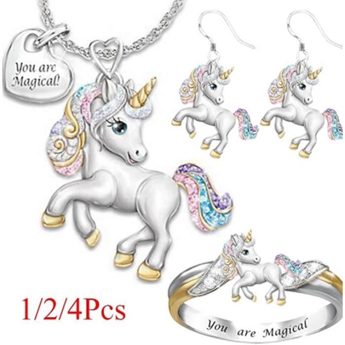 Collier Fantaisie Feu Et Glace Eastgate - Pendentif Licorne Étain Argenté (Neuf)