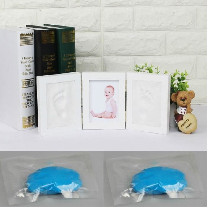 Version Bleu Mignon Bebe Cadre Photo A Faire Soi Meme Impression La Main Sechage L Air Doux Argile Empreinte Enfants Coulee Cdiscount Maison