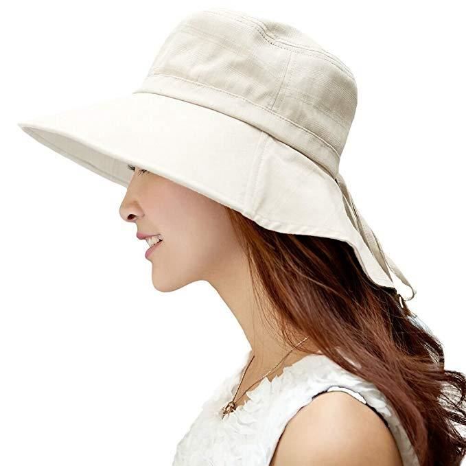 Leisial Femme Chapeau de Paille Bob Capeline Chapeau de Soleil Anti-Soleil Respirant Anti UV Pliable pour Été Loisir Voyage