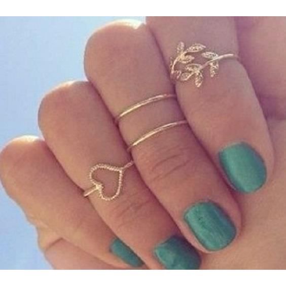 Lot De 4 Bagues Phalange Dorees Achat Vente Bague Anneau