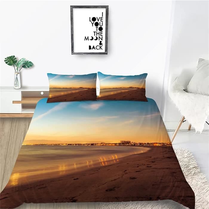 Housse De Couette 220x240cm Rose Sakura Parure De Lit Ensemble De Literie Peinture De Montagne à