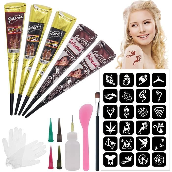 “ROCKSTAR” avec 6 Grands pots de brillantine & 12 Pochoirs Réutilisables pour Tatouages Temporaires Kit de Tatouages avec brillantine 