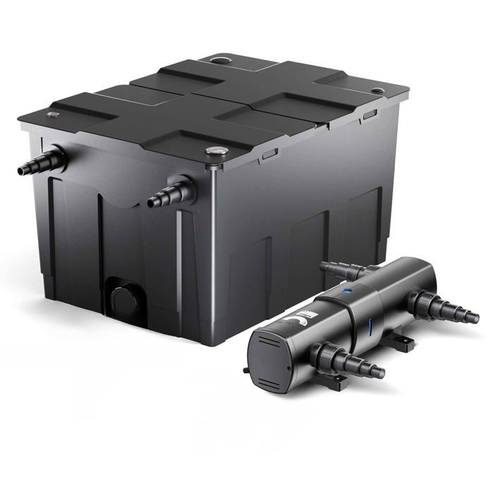 Wiltec Kit complet: CBF-550 Filtre de bassin jusquà 60000 L Biologique CUV-218 lampe uv UVC Clarificateur avec 18 Watt Puissance U Wiltec Kit complet: CBF-550 Filtre de bassin jusquà 60000 L Biologique CUV-218 lampe uv UVC Clarificateur avec 18 Watt Puissance U