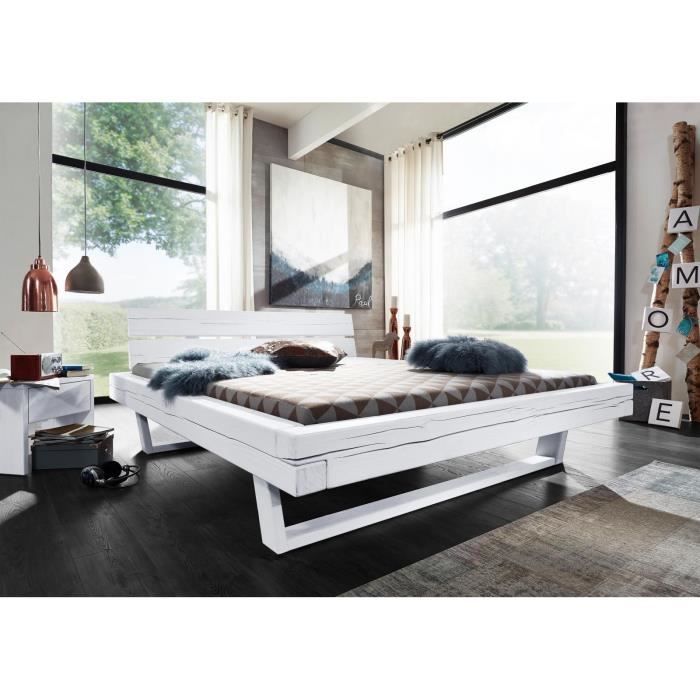 Stucture lit double 180x200cm - Bois massif dépicéa laqué (Blanc) - VANCOUVER #711 Stucture lit double 180x200cm - Bois massif dépicéa laqué (Blanc) - VANCOUVER #711