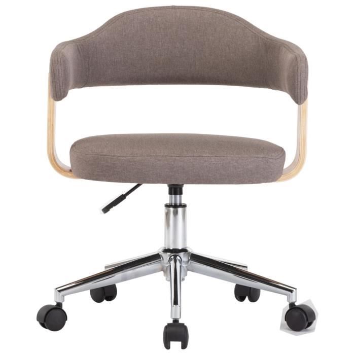 chaise pivotante de bureau - fauteuil de bureau - siège gaming taupe bois courbé et tissu