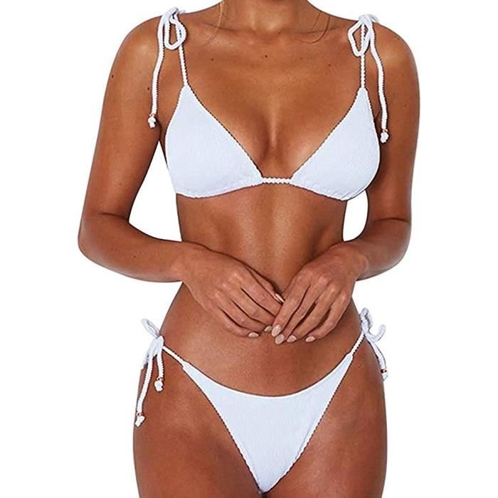 Femmes Maillots de Bain Ficelle de Cravate Halter Bikini Rembourre Reglable Triangle Bikini Classique Push Up Bresilien S Blanc Cdiscount Bagagerie Maroquinerie
