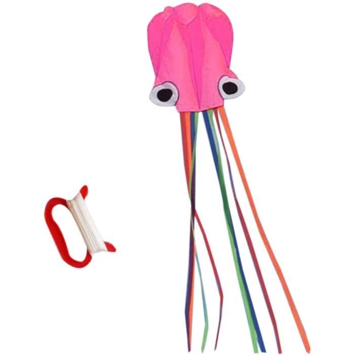 Cerf-Volant Pieuvre Enfant - 50m Cordon - Jeu Plein Air Familial Coloré