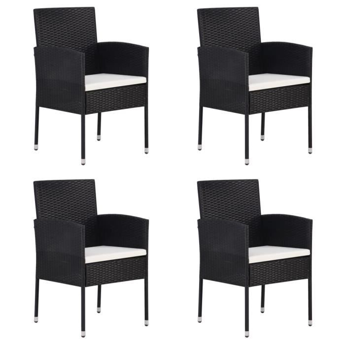 5316•jille® chaise scandinave - best chaises de jardin 4 pcs résine tressée noir - 52 x 56 x 88 cm