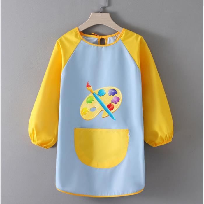 Tablier Peinture Enfant Imperméable Manches Longues - Pour Garçons Et Filles 2-8 Ans, Polyester