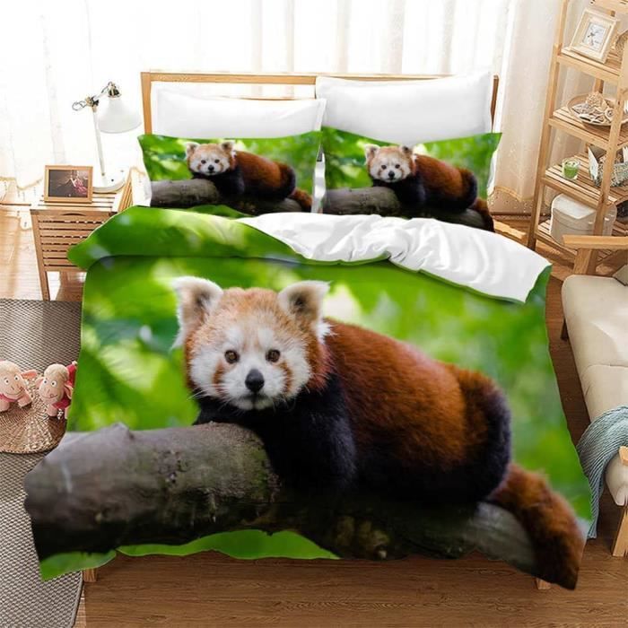 Housse De Couette Panda Blanc - Parure De Lit Imprimée 3D - Microfibre - 140x200cm