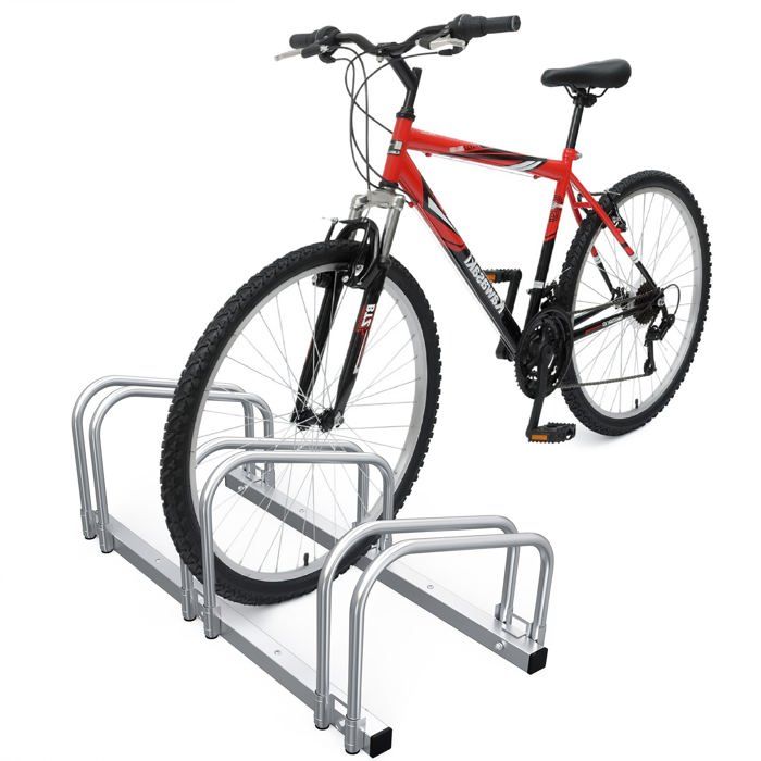 Râtelier Vélos Relaxdays Pour 6 Vélos - Support Sol Métal Noir - Largeur Pneu Jusqu'à 60 Mm - Intérieur/Extérieur