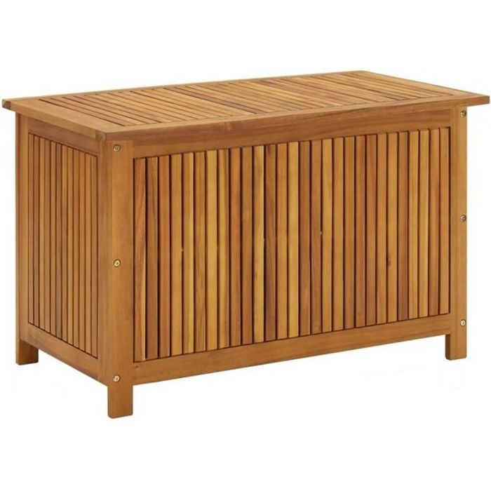 Boîte de rangement de jardin - COFFRE DEXTERIEUR - 90x50x106 cm - Bois dacacia massif - Imperméable