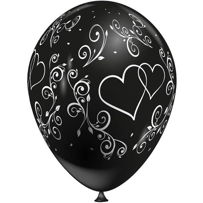 Ballon Anniversaire Noir/Blanc/Or x8