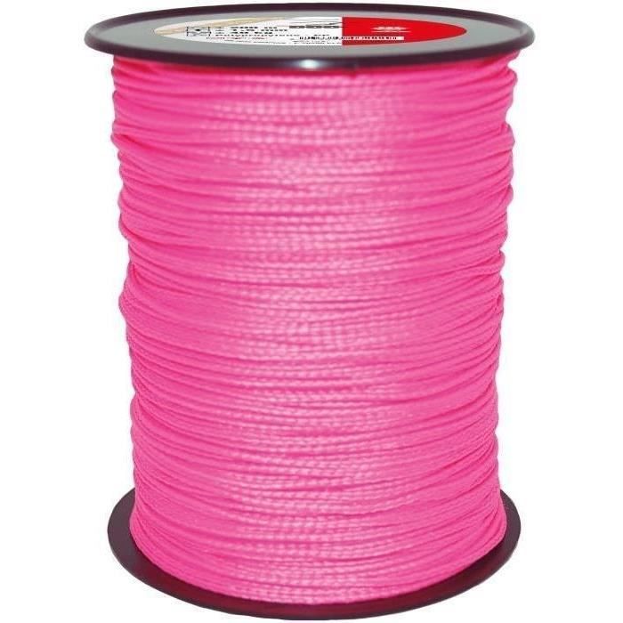 CHAPUIS - Corde polypropylène tressée Rose Ø1.5 mm Bobine de 200m