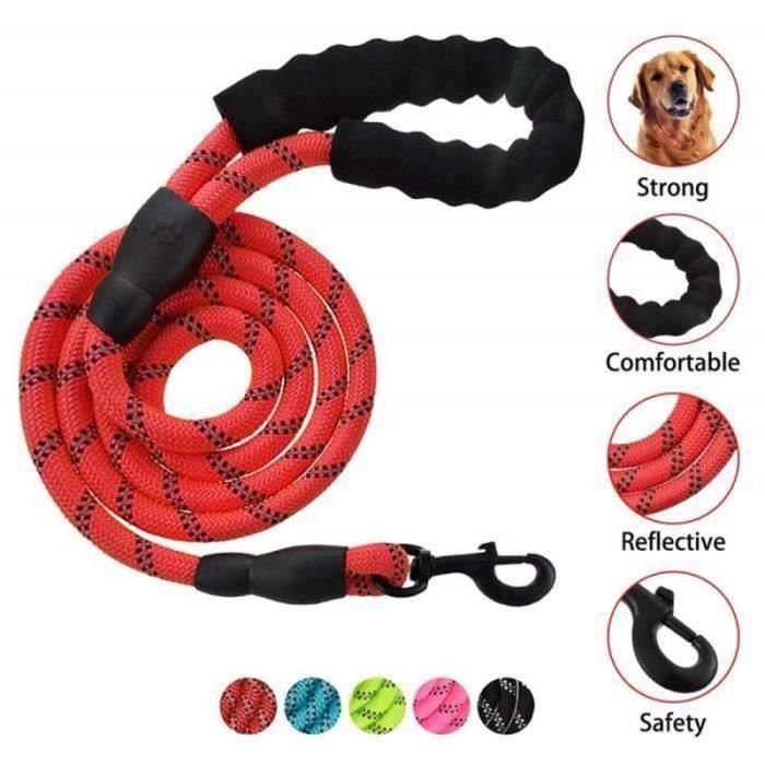Meilleurs prix pour Weiqiao® Laisse pour Chien en Nylon Réglable Solide de Haute Qualité Réfléchissant 15 m Corde Grands ou Moyens Chiens - Rouge