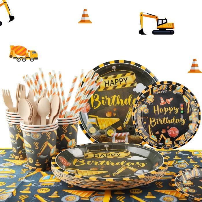 Shodiffy Lot De 125 Pièces Vaisselle Jetable Anniversaire - Assiettes, Gobelets, Serviettes Et Pailles Pour 25 Invités - Idéal Fêtes Enfants, Noël, Mariage