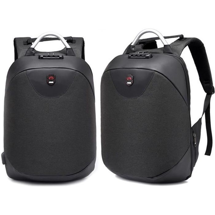 Sac à Dos Ordinateur Portable, 17,3 Pouces Étanche Sac à Bandoulière avec  Chargeur USB et Port de Casque, pour Affaires/Voyage, Gris Noir - Cdiscount  Bagagerie - Maroquinerie