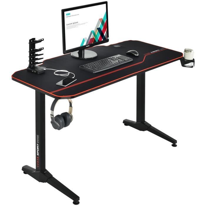 Costway Bureau Gamer 140cm Surface En Fibre De Carbone Avec Tapis De Souris Etanche 2 Passe Cables Crochet Pour Casque Charge 100kg Achat Vente Bureau Costway Bureau Gamer 140cm Soldes Sur