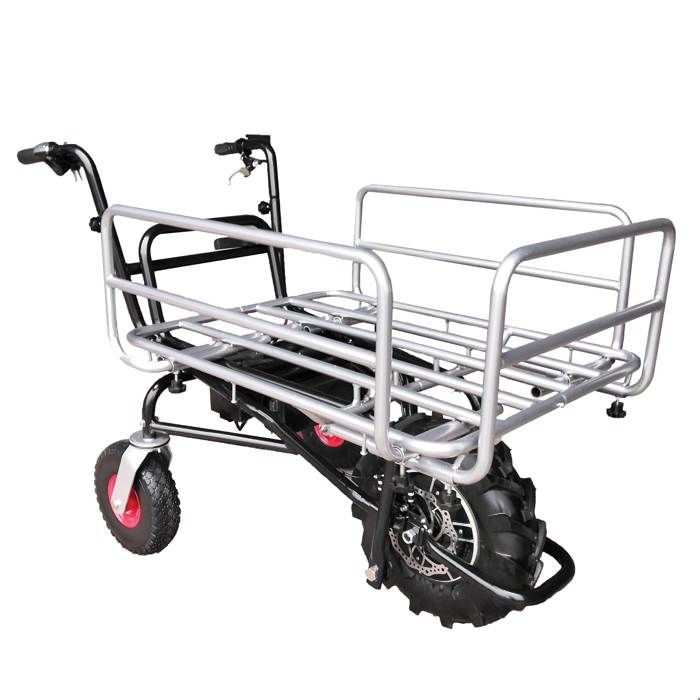 DEFPRO Brouette &eacute;lectrique multifonction 24 V charge 120 kg avec panier r&eacute;glable 