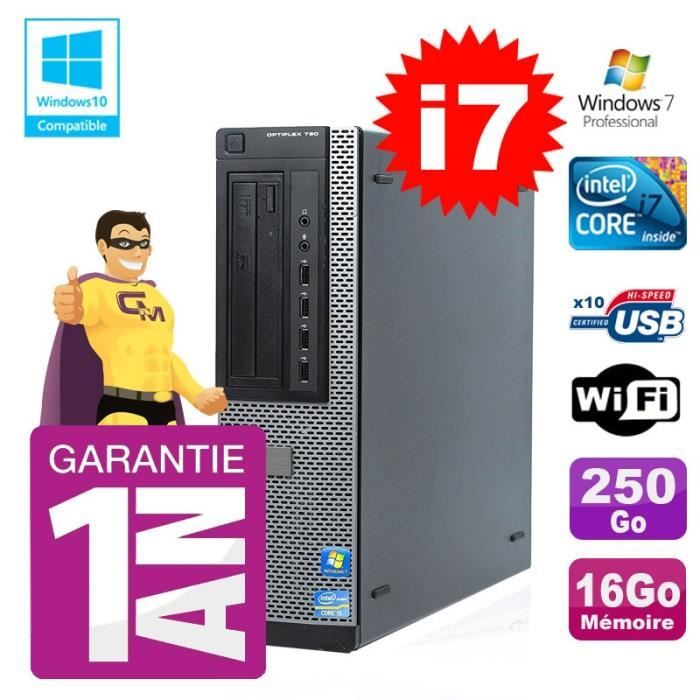 PC Dell 790 DT Intel I7-2600 16Go Disque 250Go Graveur Wifi W7 Reconditionné - Dell reconditionné disponible sur Cdiscount Seconde Vie