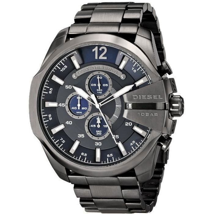 Diesel Montre D'Homme DZ4329 Cadran Bleu Chronographe Bracelet Acier  Inoxydable Gris - Cdiscount Bijouterie