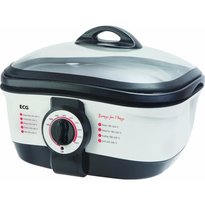 ECG MH 158 1500W 8 fonctions: fondue braise vapeur ébullition rôtissoire friture coquille Saint-Jacques grill Casserole de