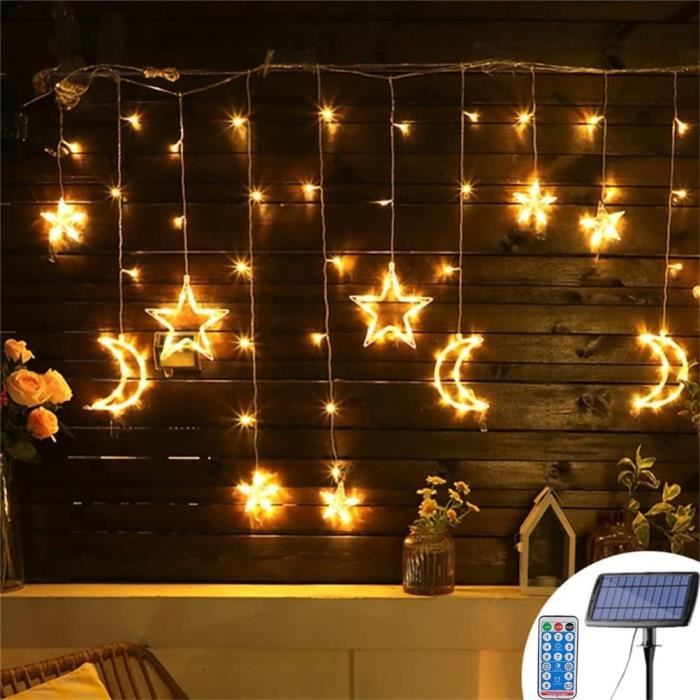 Rideau lumineux - 2,5 mètres - 12 lampes LED - Étoiles 10 cm - Blanc chaud  - Intérieur