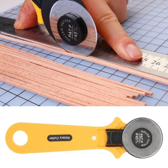Cutter rotatif Couteau Rotatif Couteau de Tissu de Plaque de Patchwork Lame Ronde Outil de Coupe de Cuir à Coudre(45 mm )