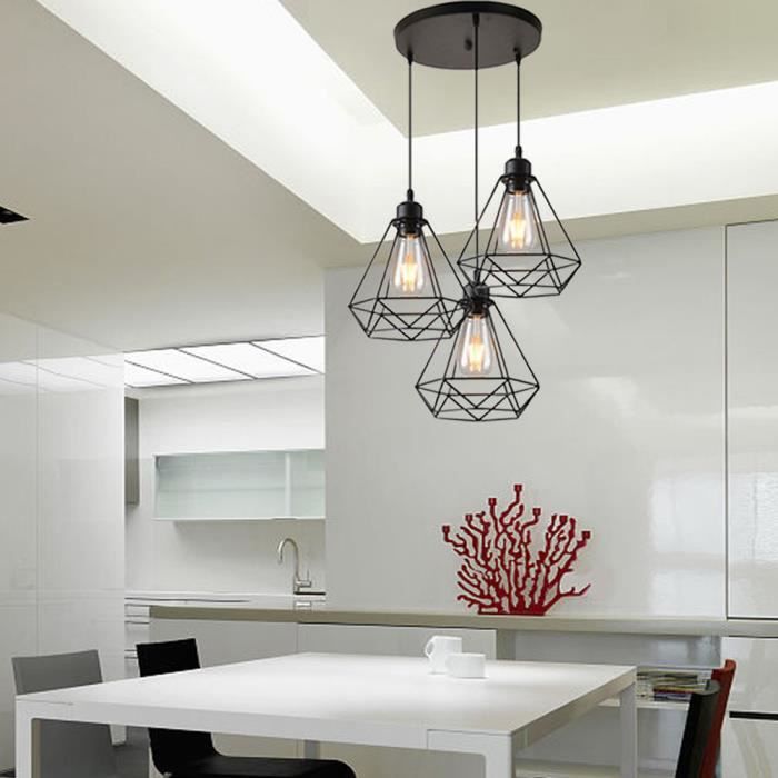Lustre Pour Salle A Manger Et Salon Exbon Lampe De Plafond Abat Jour Suspension Lustre Cage 3 Lumieres Pour Salle A Manger Salon Achat Vente Exbon Lampe De Plafond Cdiscount