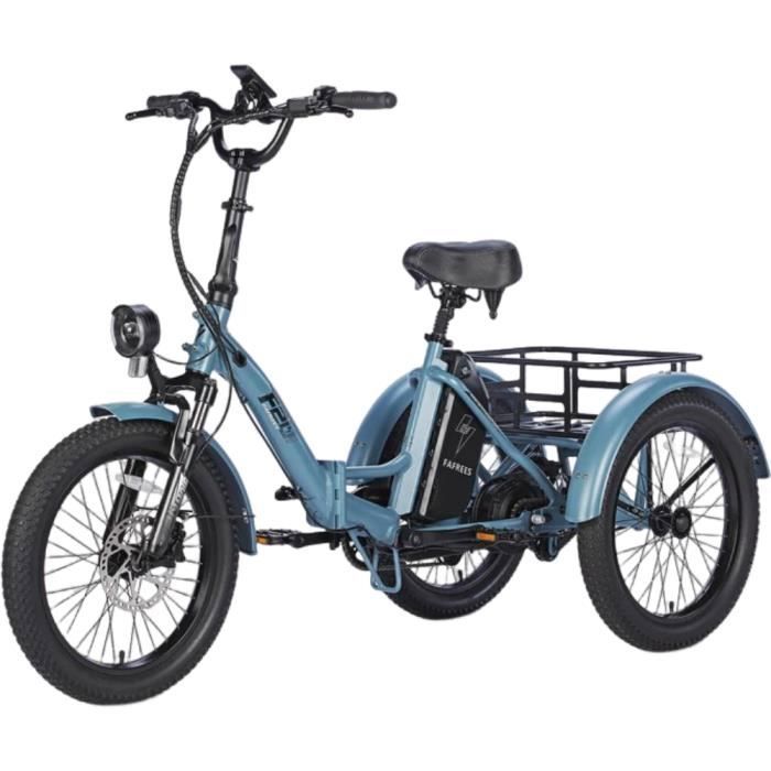 velo electrique Fafrees F20 Mate Autonomie 75km Moteur 500W Avec plage arrière Camion cargo à trois roues 48V18.2Ah bleu