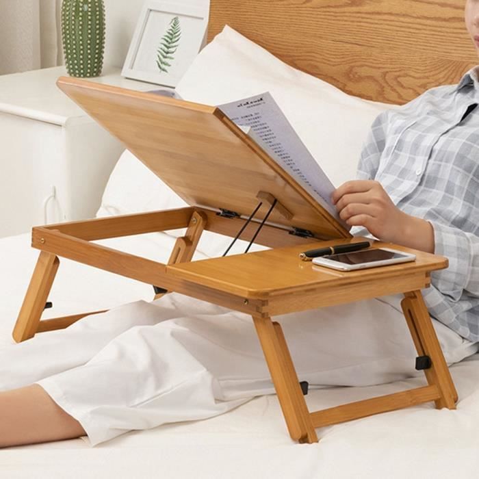 Table de lit Table d'ordinateur portable robuste, bureau d'étude naturel de  table réglable, plus pratique à meuble seule - Cdiscount Maison