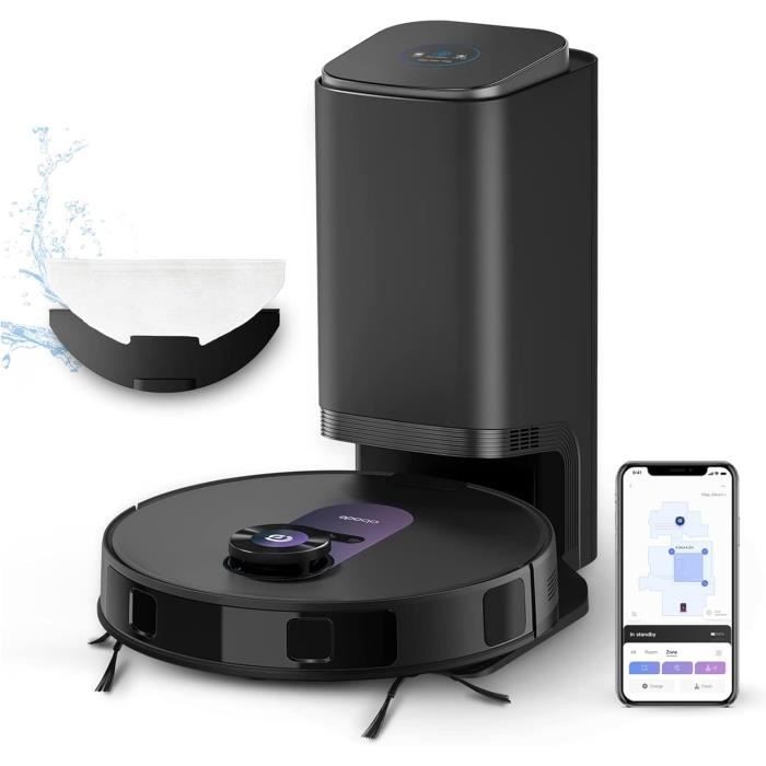 Obode A8 Robot Aspirateur Laveur avec StationAspirateur Robot 4000Pa180min dAutonomieDétection dobstacles 3DNavigation LiD