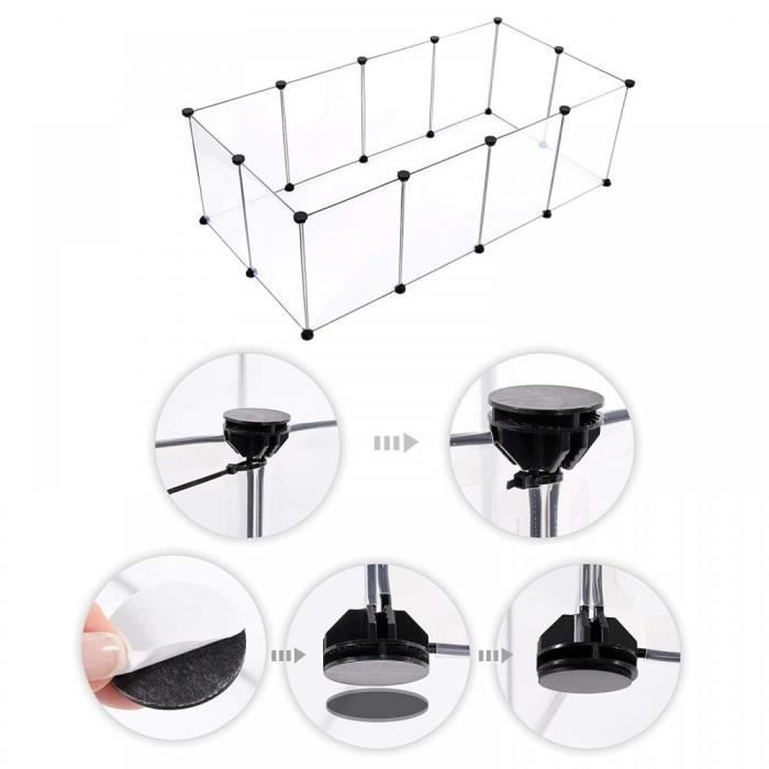 Enclos pour Petits Animaux avec Fond, Cage modulable pour Cochon d’Inde, Hamster, Lapin, Rongeur, Couleur transparente