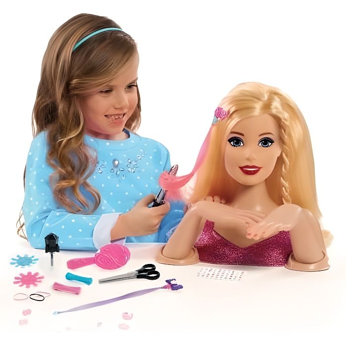 Barbie tête pour coiffer les cheveux arc-en-ciel Deluxe avec 27 accessoires  - Cdiscount Jeux - Jouets