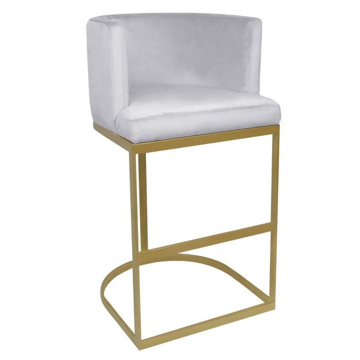 Chaise de bar en velours Asil argenté