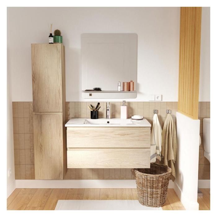 Ensemble meuble vasque SORRENTO 80cm avec robinet miroir et colonne