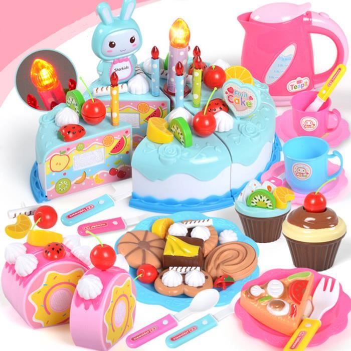 Bleu 38pcs Set Jeu Dimitation Jeu De Cuisine Jouet Educatif Pour Bebe Et Enfants Kit De Gateau Anniversaire 38pcs 75pcs Jeux D Imitation Cuisine Dwteam In