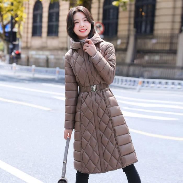 Manteau Femme Hiver Doudoune Chaude Longue - Coupe Slim, Imperméable, Capuche, Pour Tous Les Jours