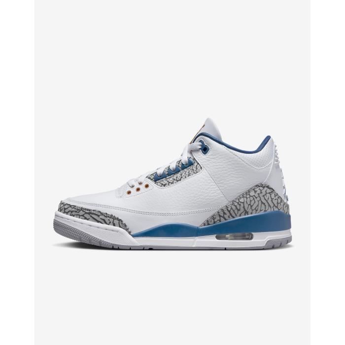 Nike Basket Air Jordan 3 Retro Wizards - Blanc - NIKE - Homme - Lacets - Plat - Cuir