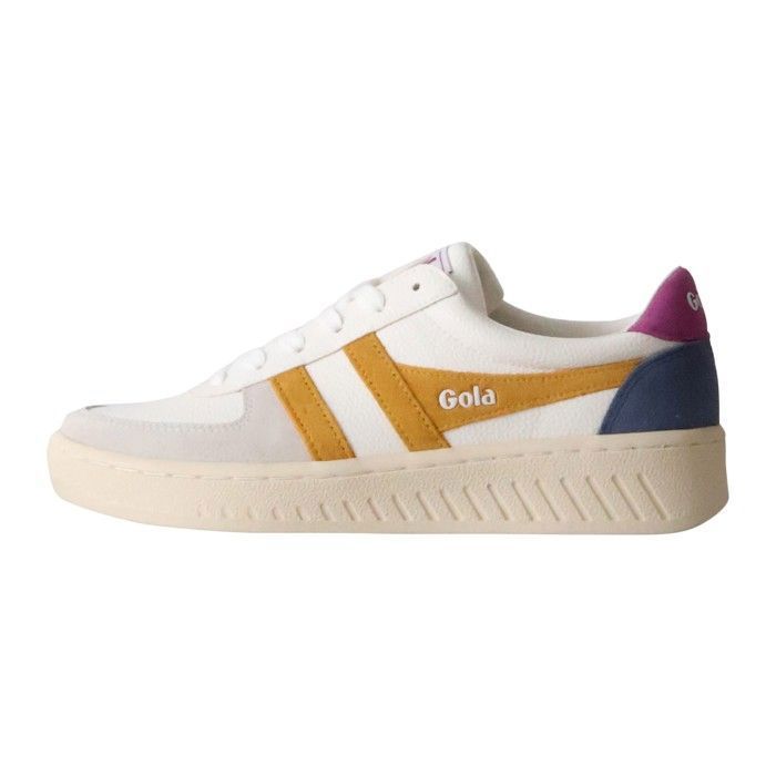 Gola Baskets Gola Harrier Strap - Homme - Blanc - GOLA - White/sun/foxglove - Adulte - Plat - Lacets - Cuir