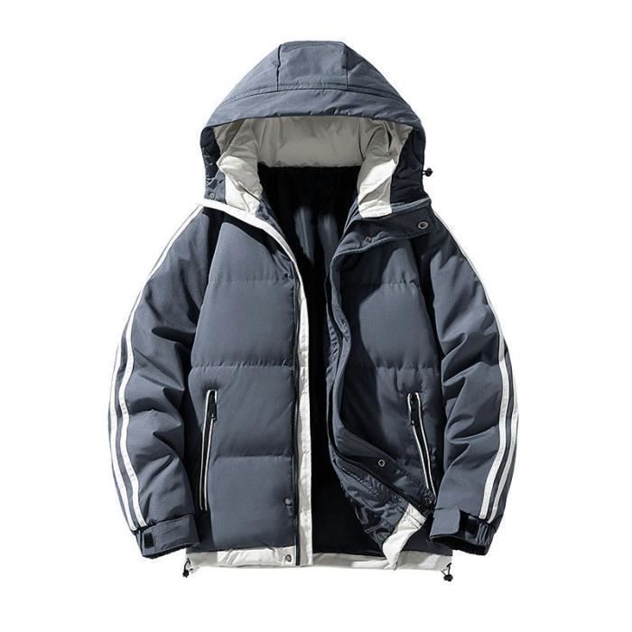 Doudoune Hiver Chaude Homme Capuche Casual Veste Zippee Epaisse
