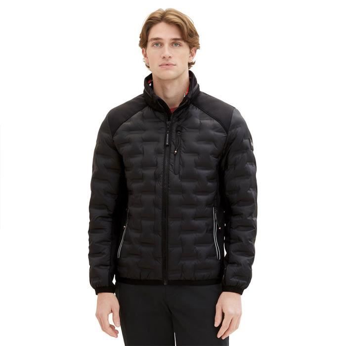 TOM TAILOR Veste matelassee Hybride avec Capuche Amovible dans Le col Doudoune 29999 Noir S pour des Hommes Black Cdiscount Pret a Porter