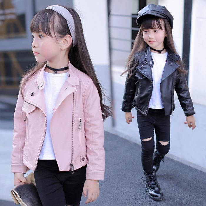 Enfants bebe filles garcons a manches longues solide Outwear manteau en cuir veste courte vetements Rose Rose Cdiscount Pret a Porter
