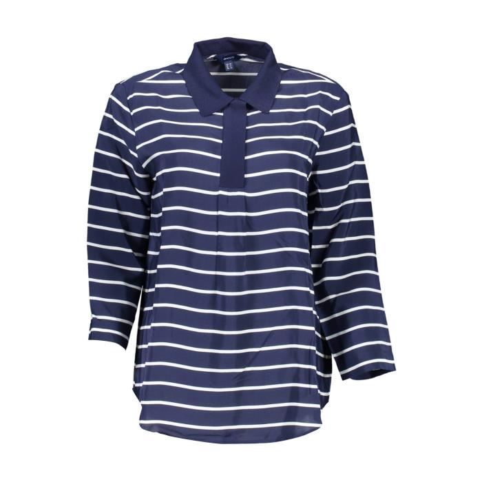 Gant Women Blue Printed Polo Collar Short Sleeves Dress