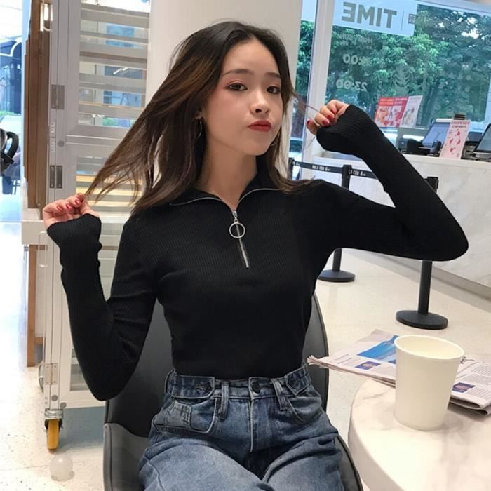 Pull col roulé fermeture éclair femme deals