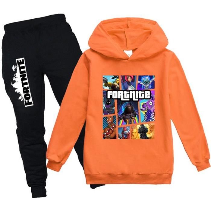 FORTNITE Garcon Unisexe Pull Enfants Sweat Survetements Vetements A Capuche Orange Orange Cdiscount Pret a Porter