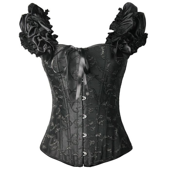 Bustier femme,Corsets et Bustiers gothiques en Satin pour femmes,gilet