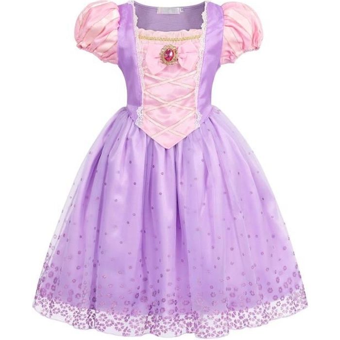 AmzBarley Deguisement Robe Princesse Filles Raiponce Costume Cosplay Robe Soiree Halloween Noel Fete Anniversaire Carnaval 3 12 Ans Cdiscount Jeux Jouets