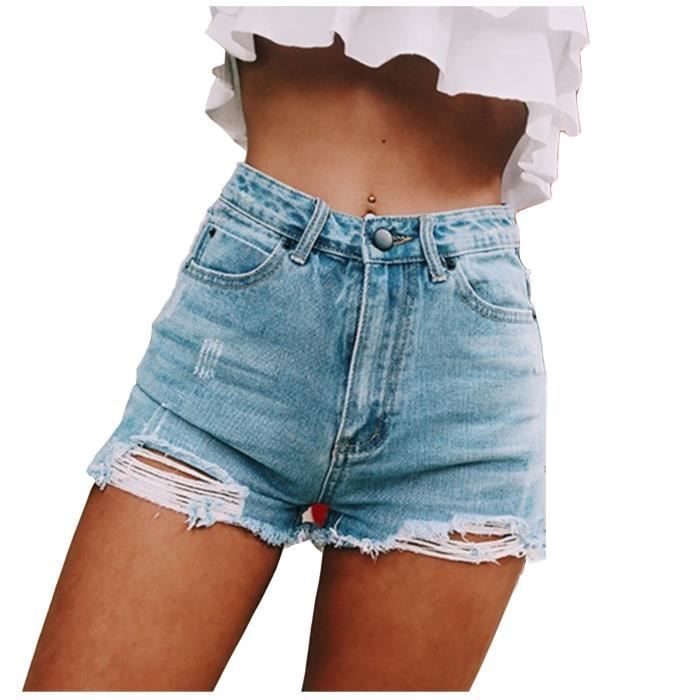 Short en jean ultra court pour femme avec poches a la mode decontractee n59367 Bleu Cdiscount Pret a Porter